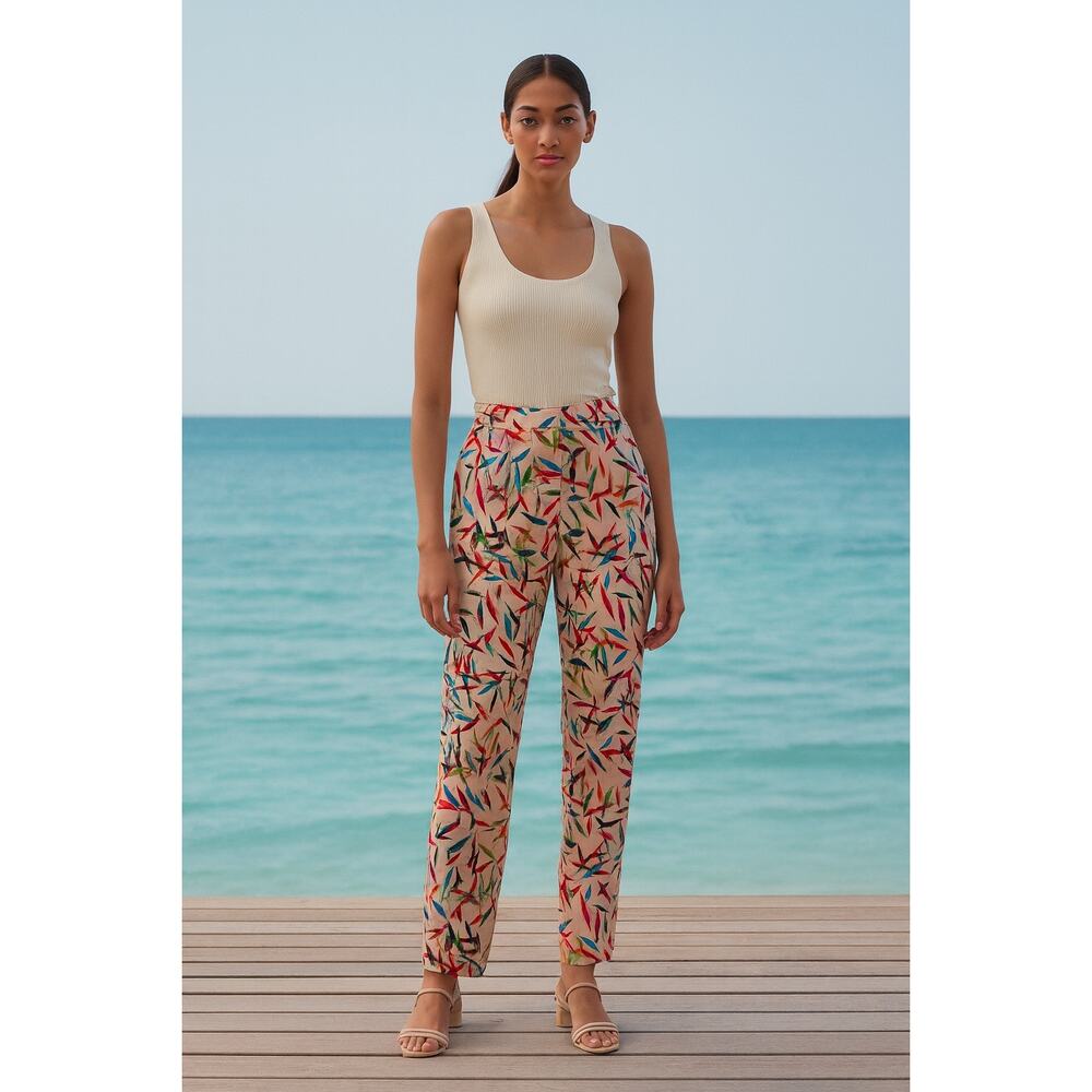 Molly Bracken Women's Size M Colorful Boho Printed Slacks Pants Office Career